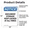 Signmission Document Storage Keep Locked At, 10 in W x Rectangle, Vinyl Decal OS-2PACK-NS-D-1014-V-11426 - alternate 3